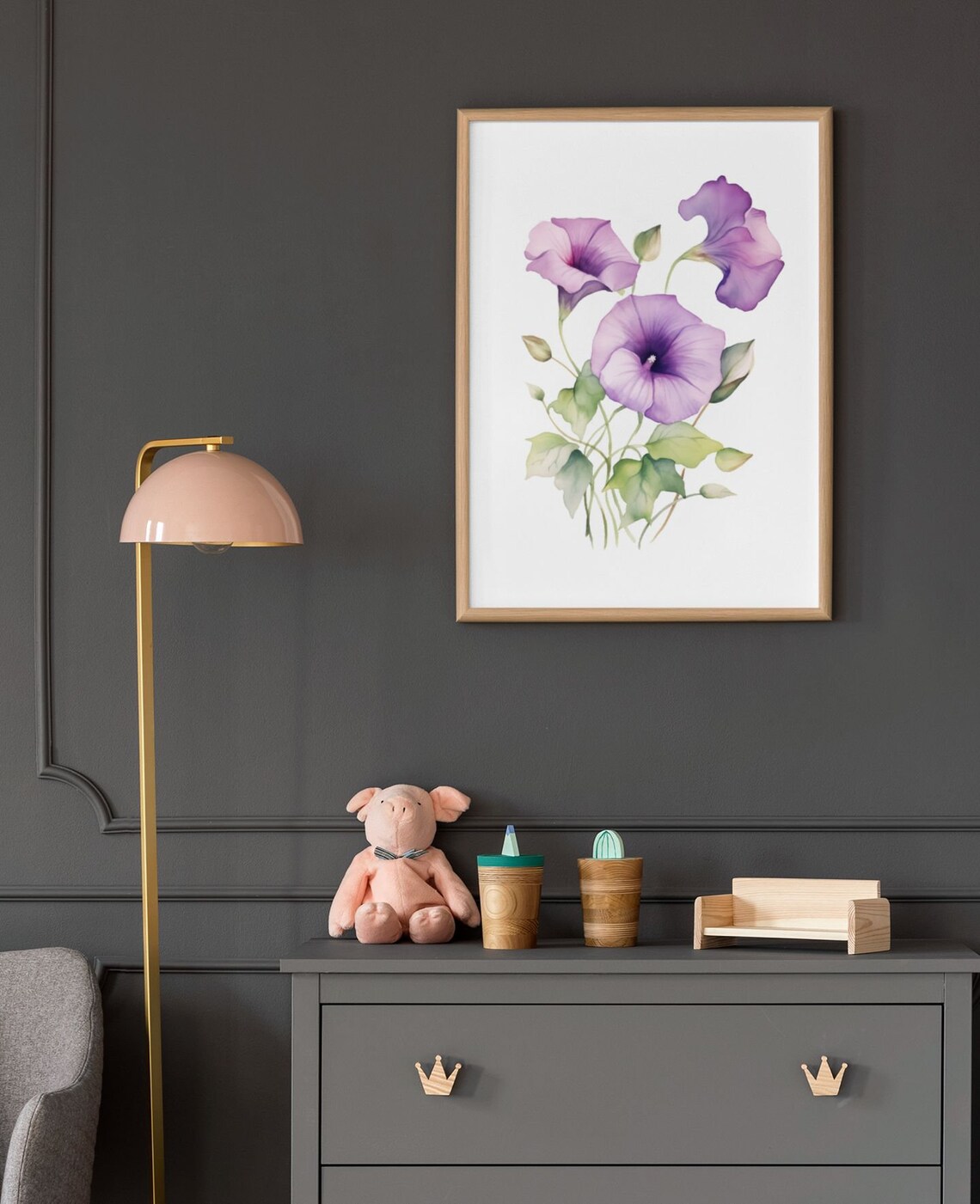 Purple Morning Glory Blooms Watercolour Botanical Flower Poster - Image 6