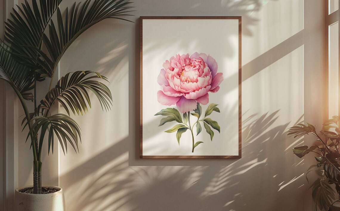 Pink Peony Full Bloom Romantic Watercolour Botanical Flower Poster - Image 9