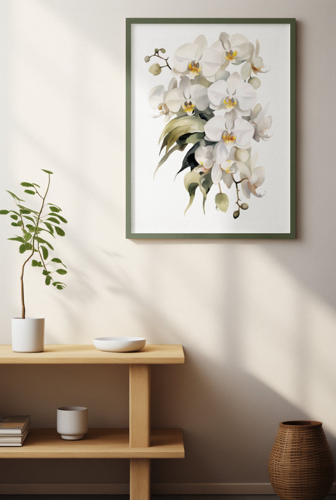 White Orchid Blooming Cluster Watercolour Botanical Flower Poster - Image 3