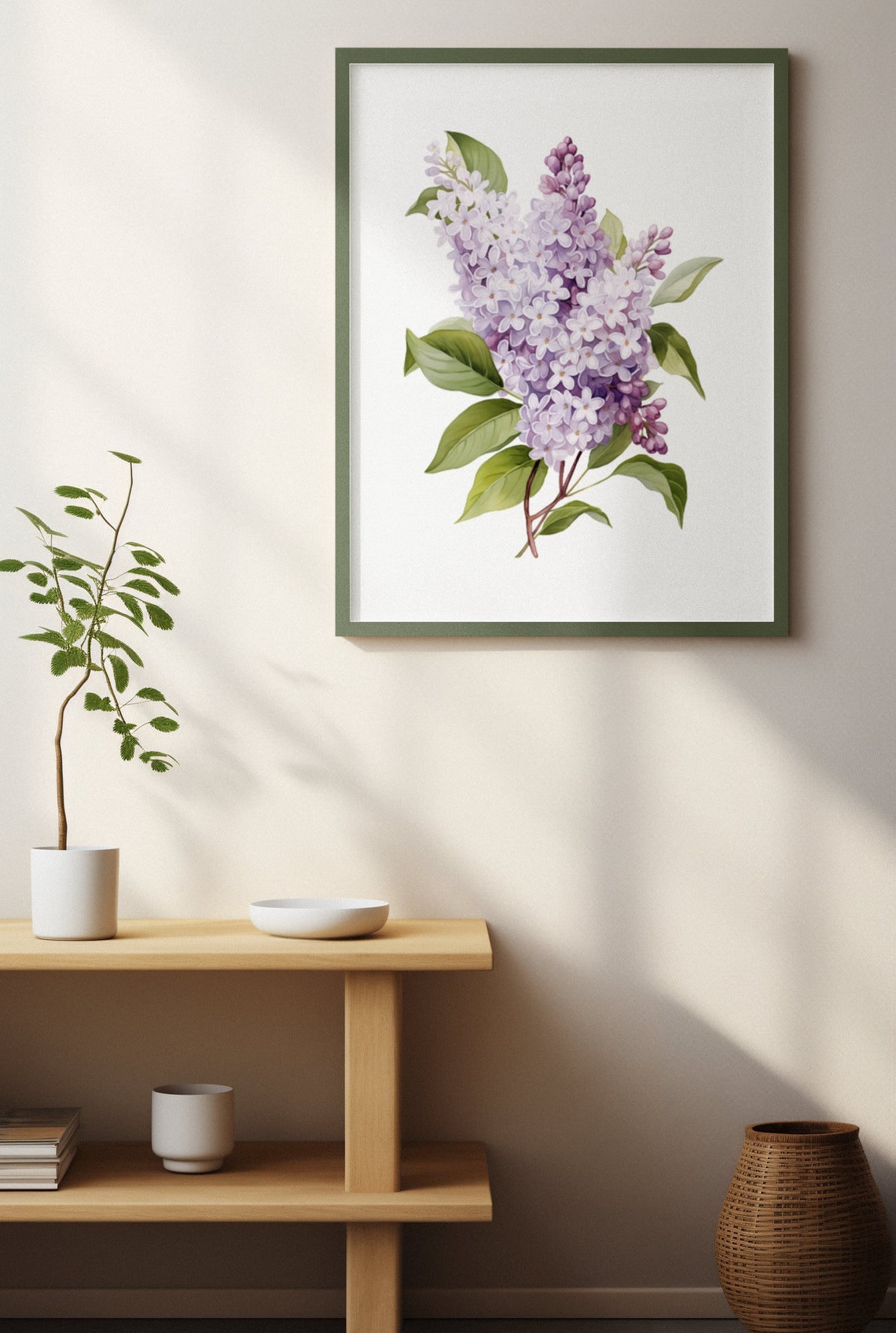 Mauve Lilac Budding Clusters Watercolour Botanical Flower Poster - Image 3