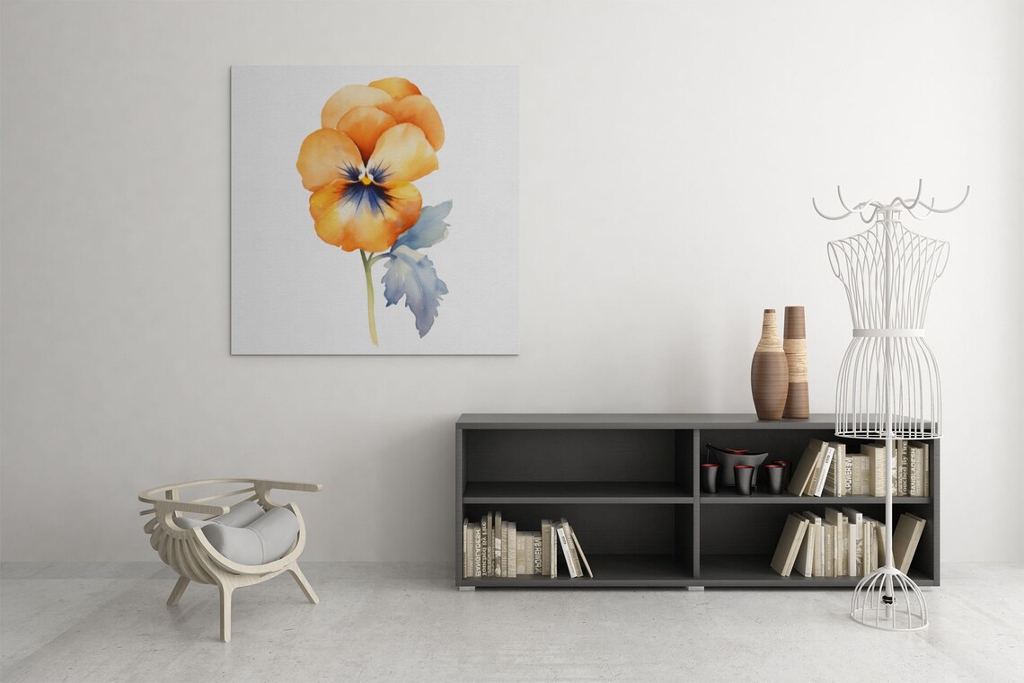 Orange Pansy Sunburst Bloom Watercolour Botanical Flower Poster - Image 7