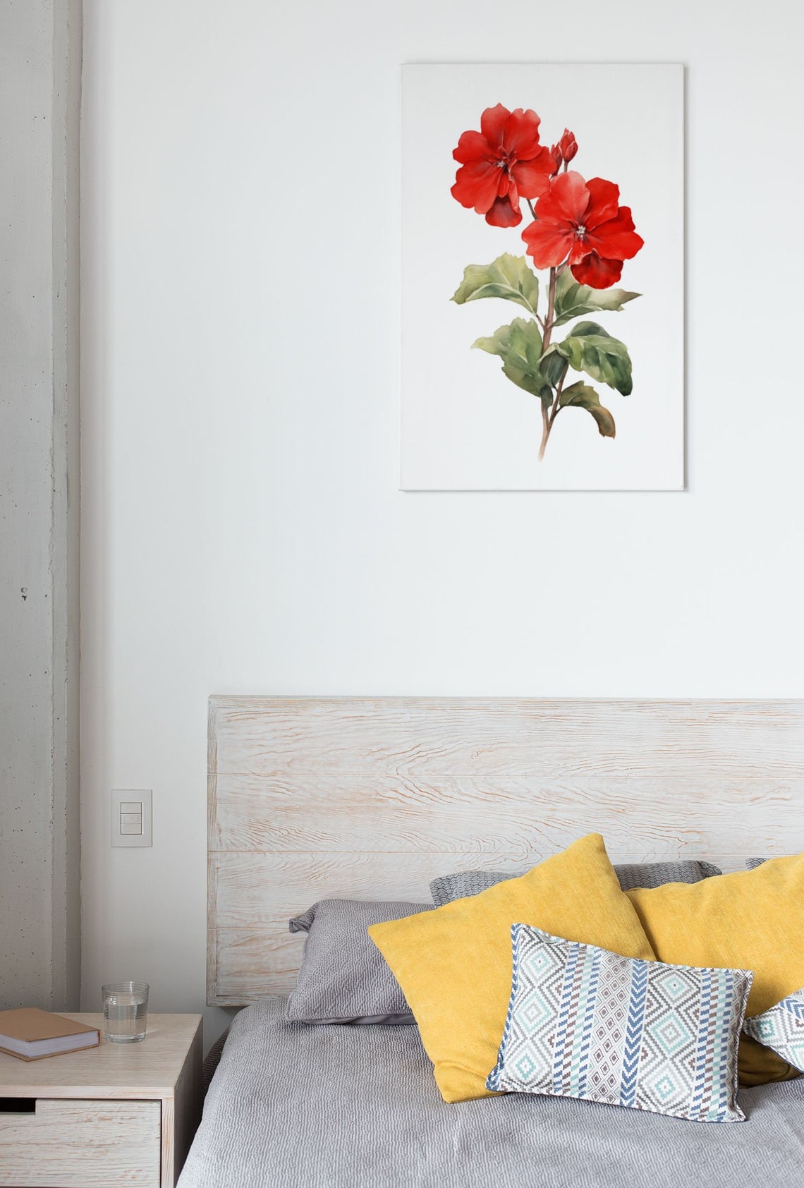Red Primrose Twin Blooms Watercolour Botanical Flower Poster - Image 9