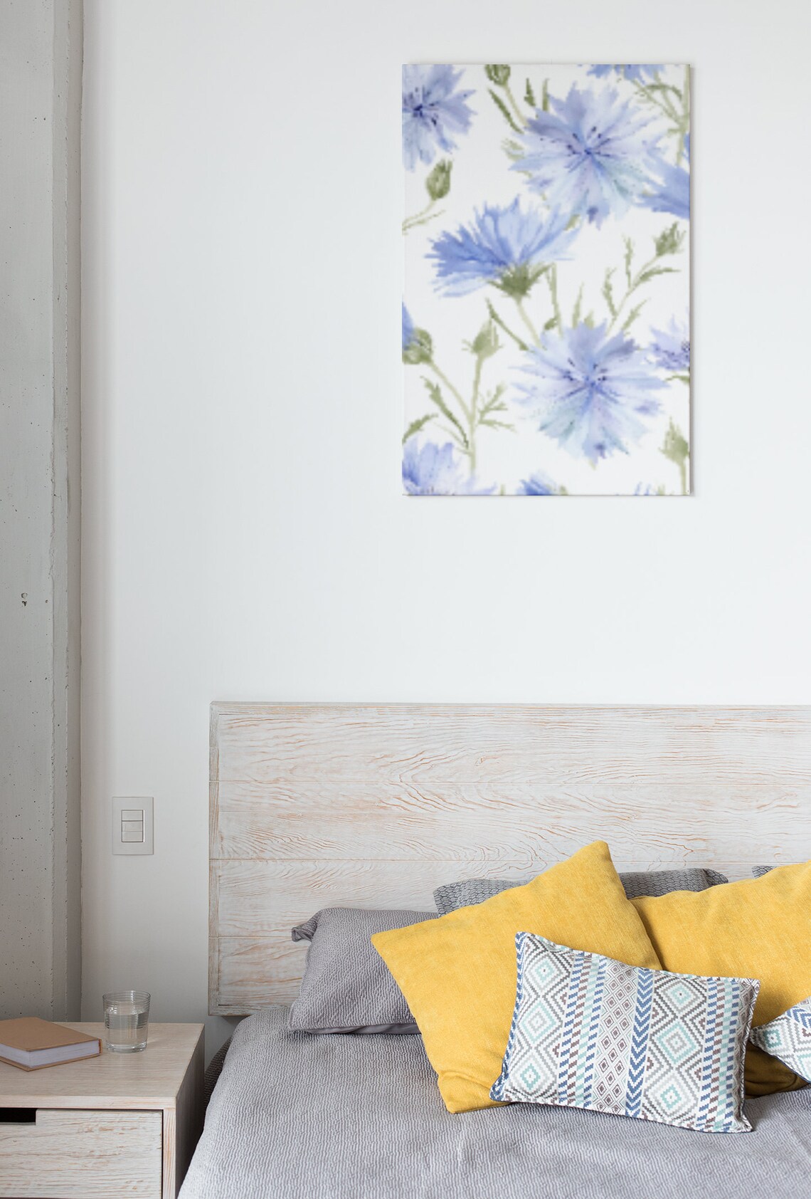 Blue Chicory Wildflowers Soft Watercolor Floral Botanical Poster - Image 3