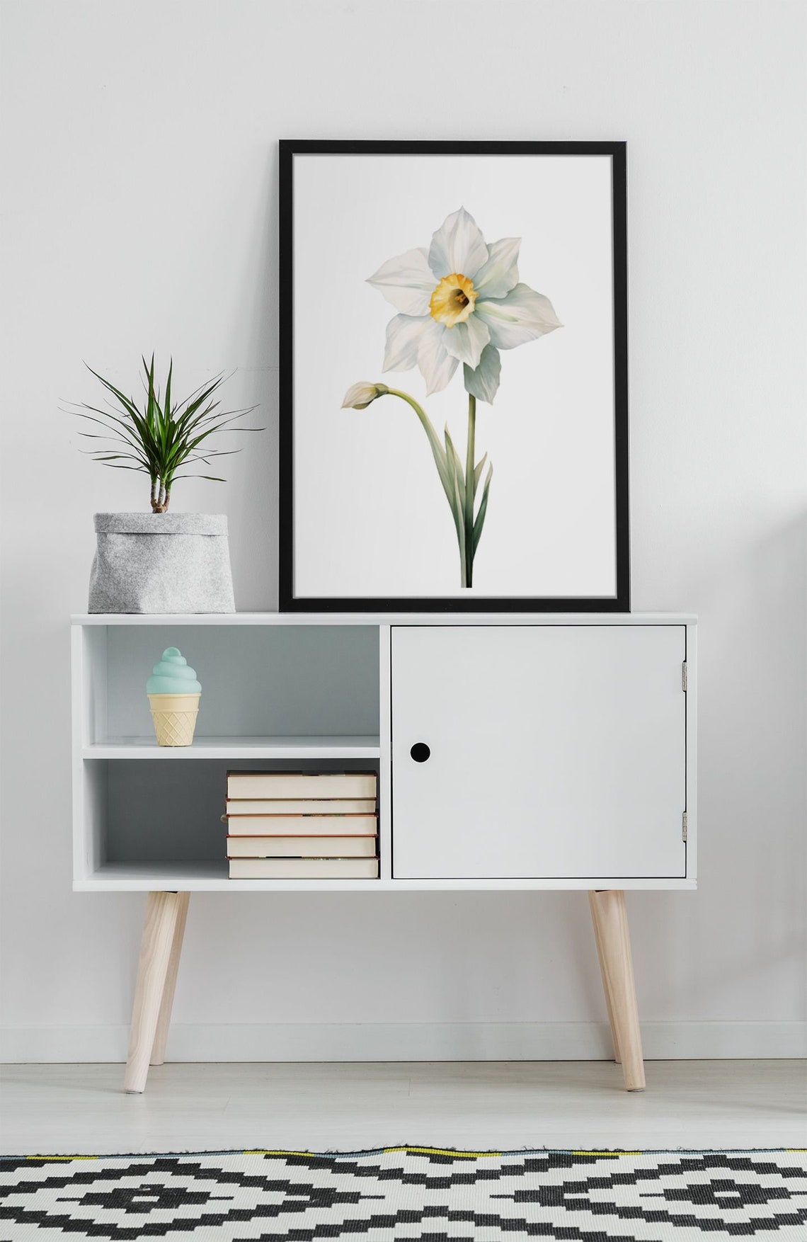 White Daffodil Spring Bloom Watercolour Botanical Flower Poster - Image 8