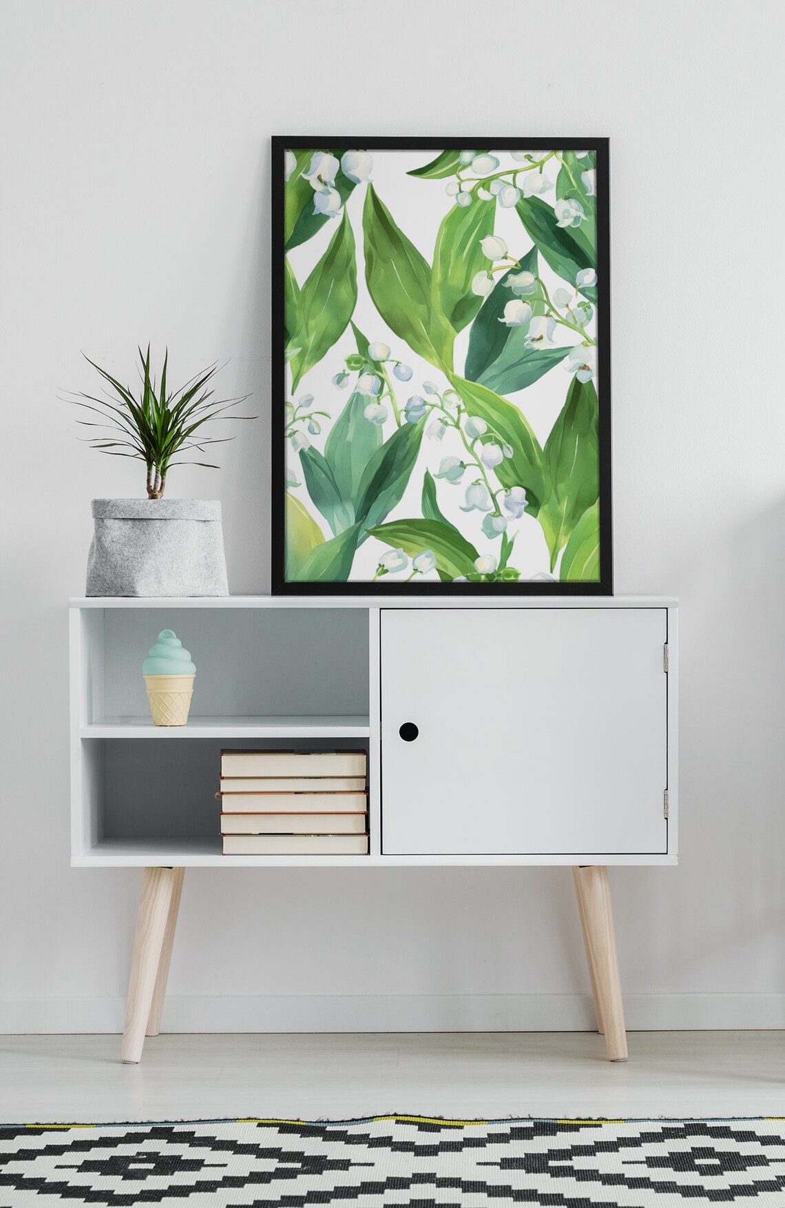 Lily of the Valley White Bells Watercolor Floral Botanical Poster - Image 5