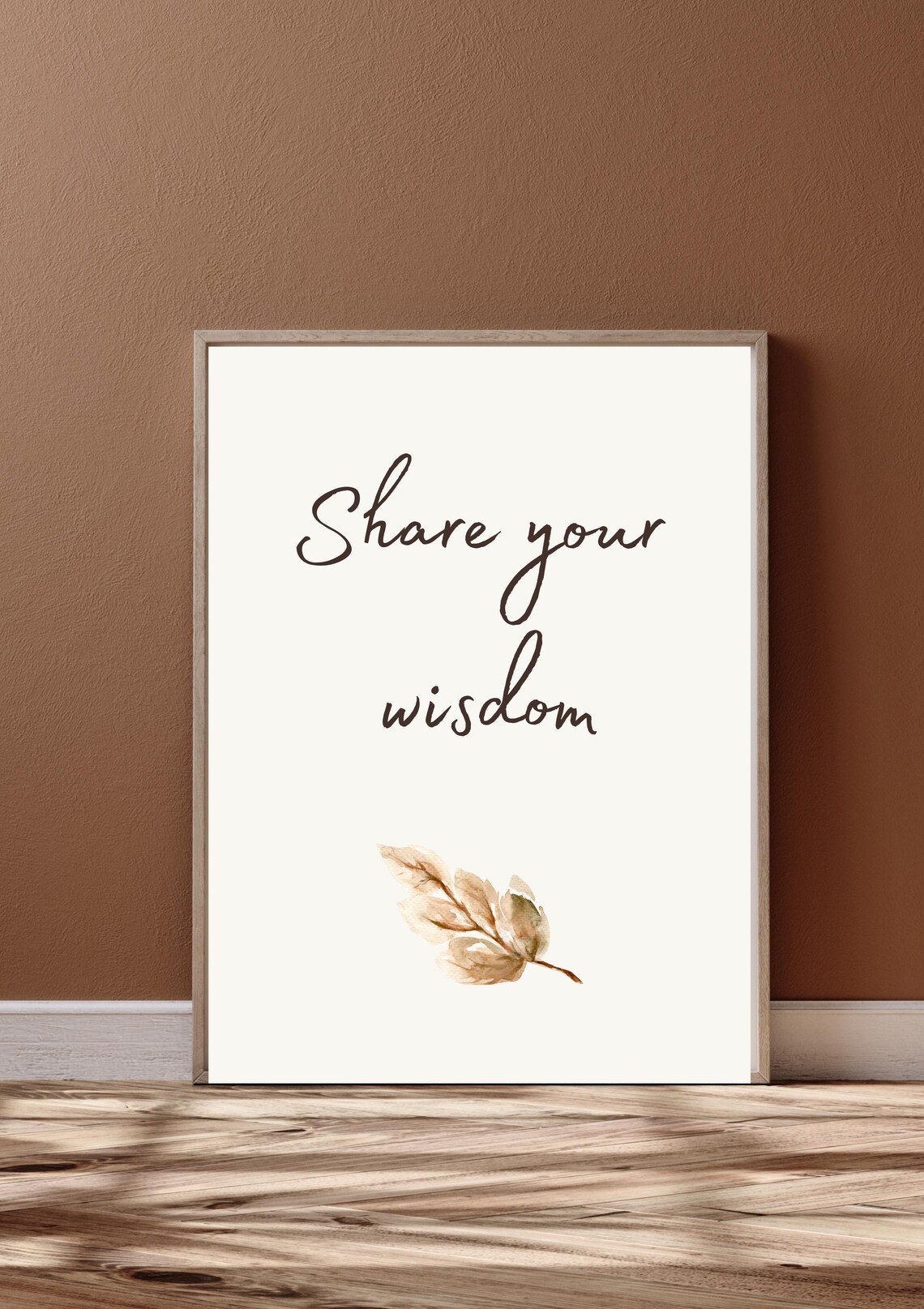 Share Your Wisdom Autumn Leaf Watercolor Minimalist Quote Poster - Image 3