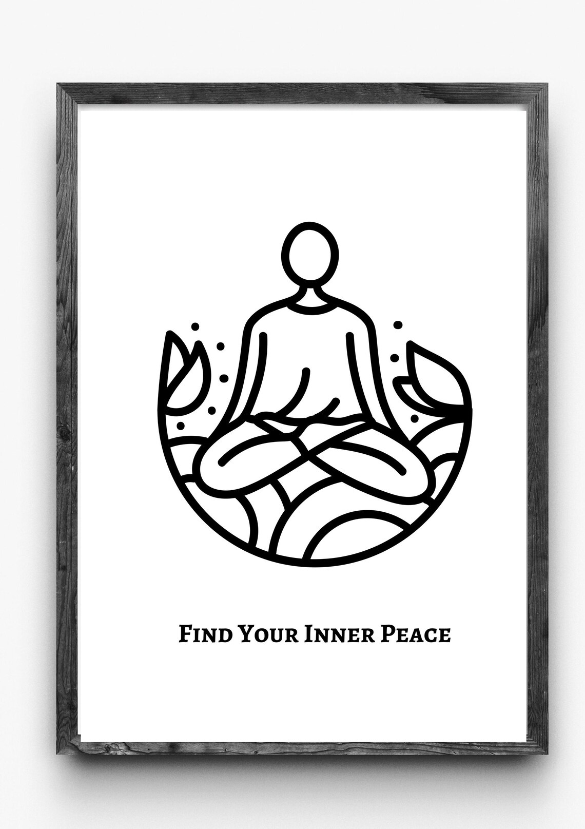 Find Your Inner Peace Meditating Figure Zen Line Art Quote Poster - Image 4