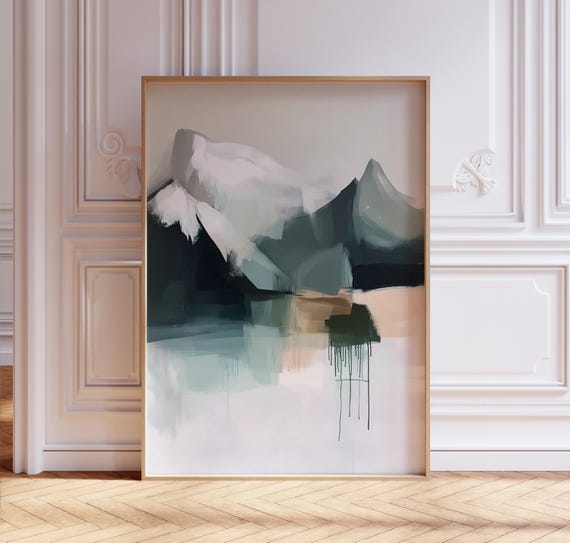 Abstract Mountains Painting Modern Minimalist Artwork Poster Mountain Landscape Print Large Room Wall Art