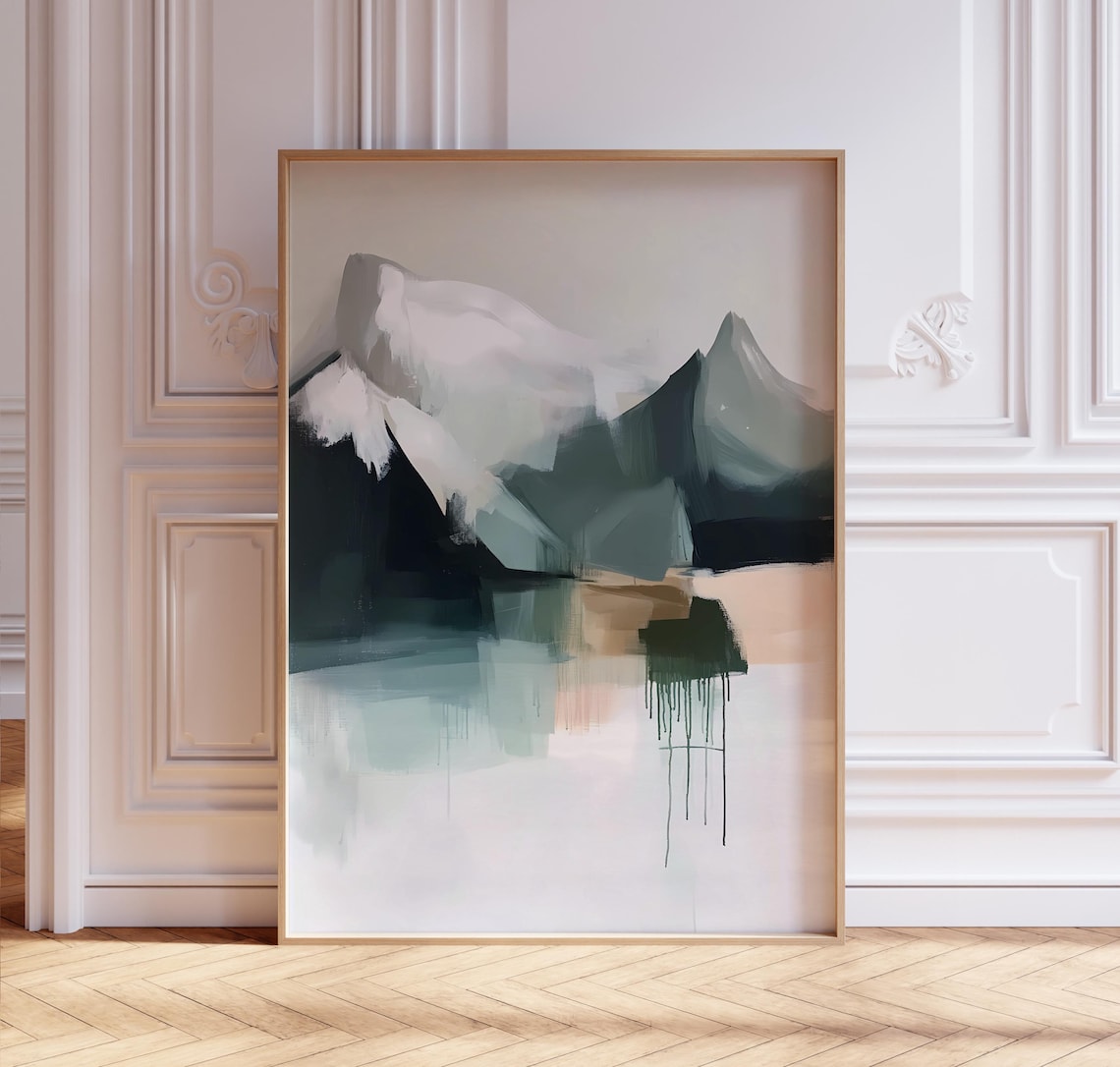 Abstract Mountains Painting Modern Minimalist Artwork Poster Mountain Landscape Print Large Room Wall Art