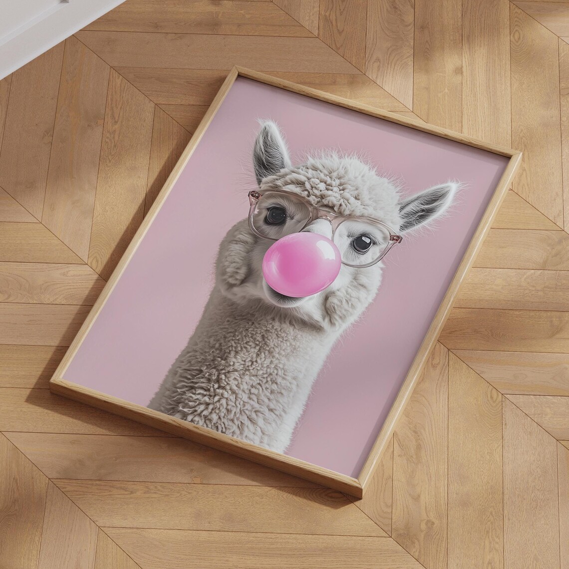 Llama Wall Art, Funny Alpaca With Glasses