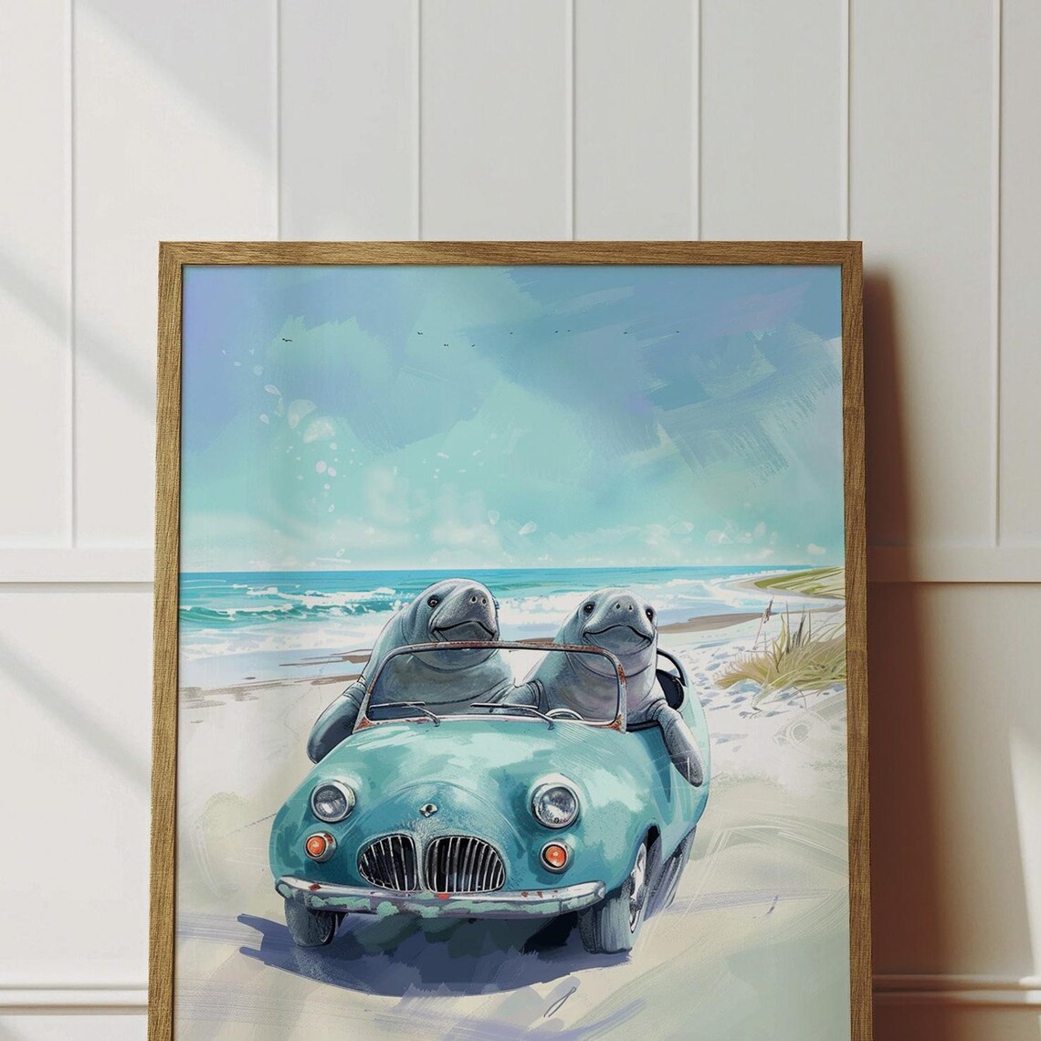 Manatee Cruise Humorous Florida Coastal Art Print