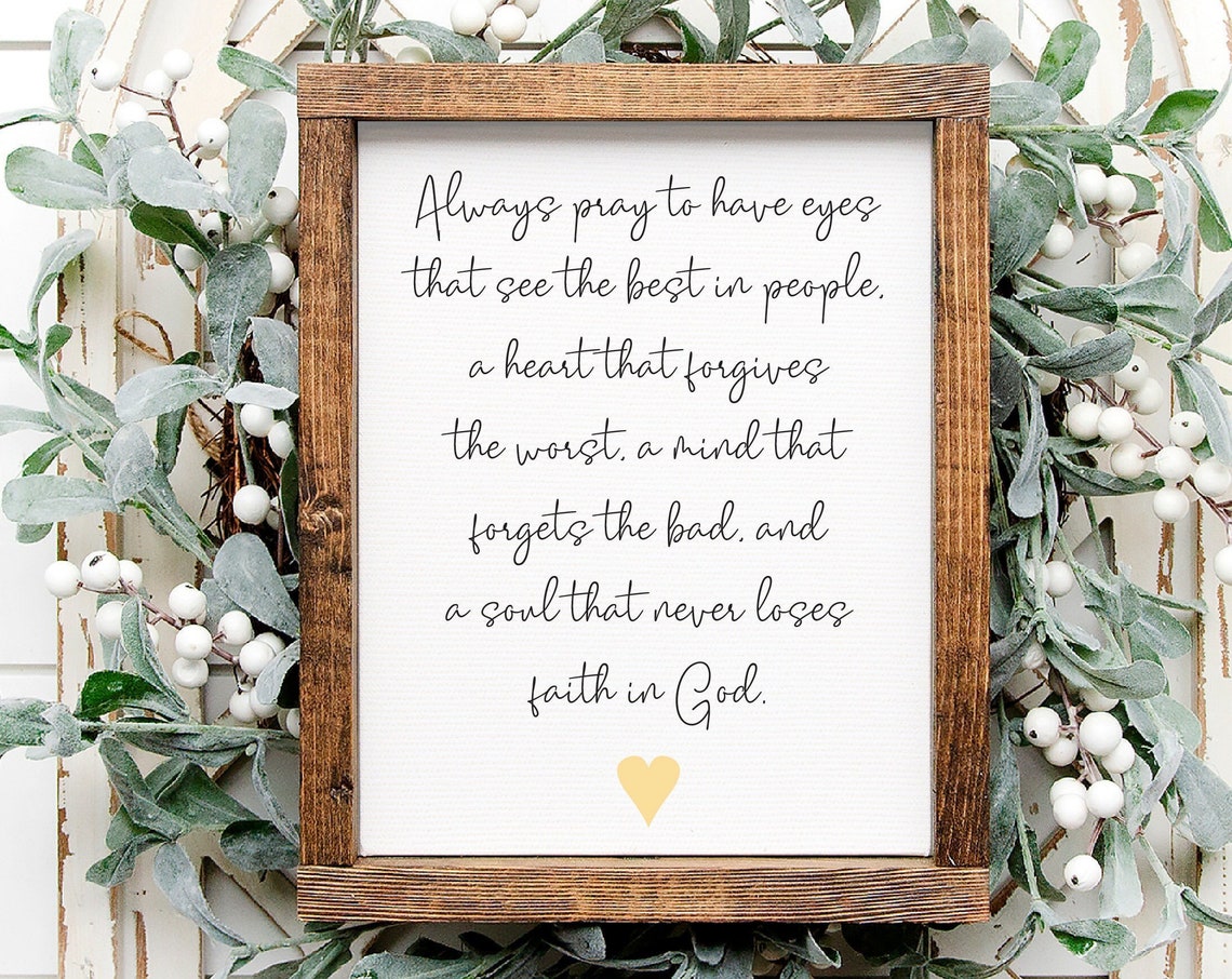 Always Pray Faith Quote Rustic Framed Farmhouse Wall Sign Poster