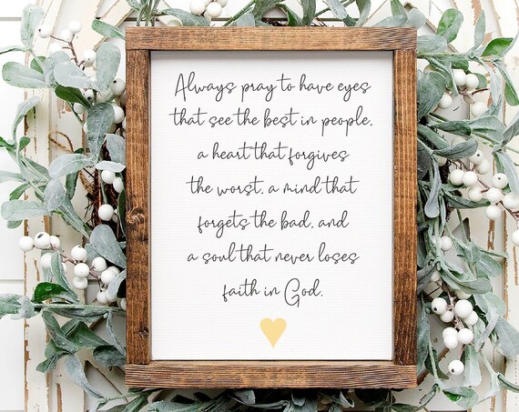 Always Pray Faith Quote Rustic Framed Farmhouse Wall Sign Poster