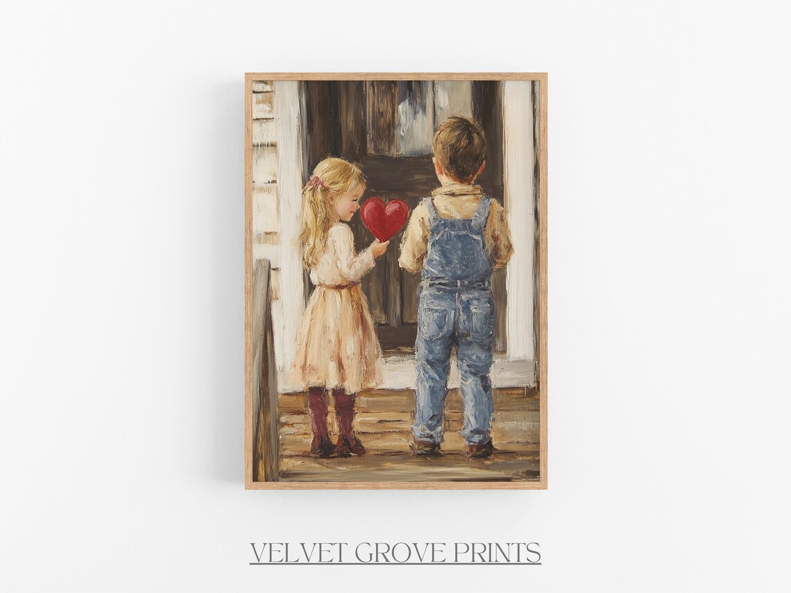 Vintage Valentines Day Rustic Farmhouse Art Print