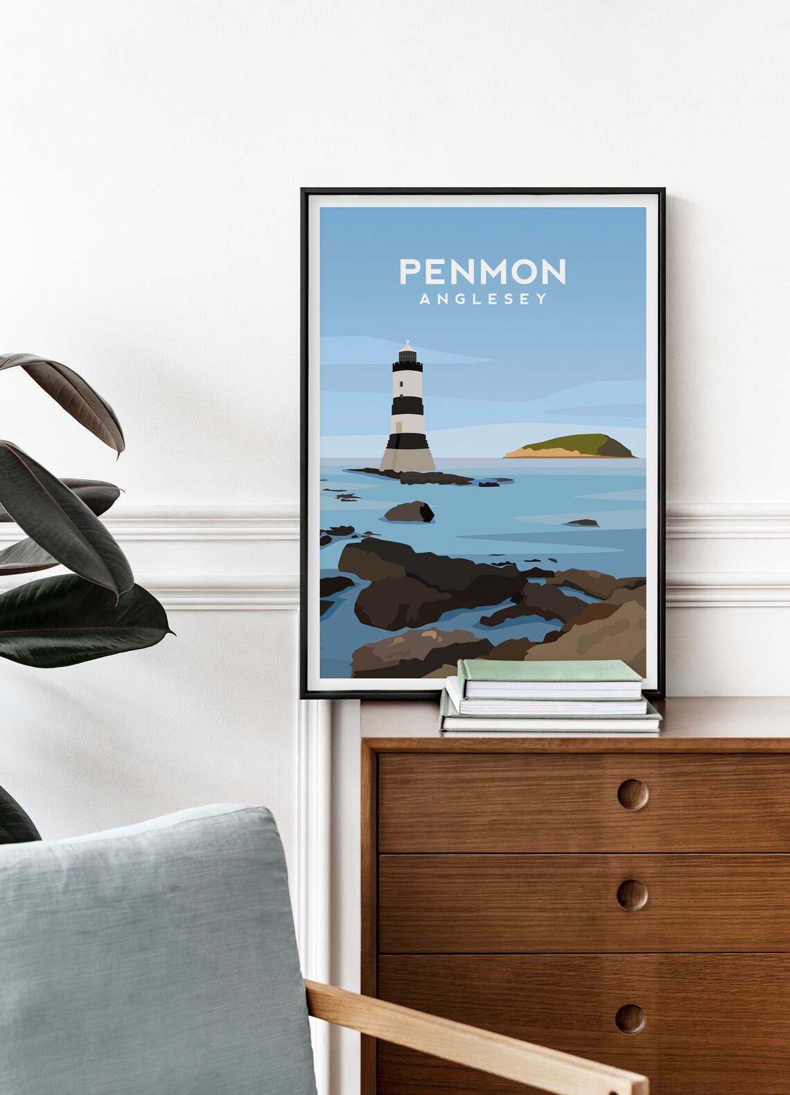 Penmon Anglesey Travel Poster, Welsh Coastal Art - Image 2