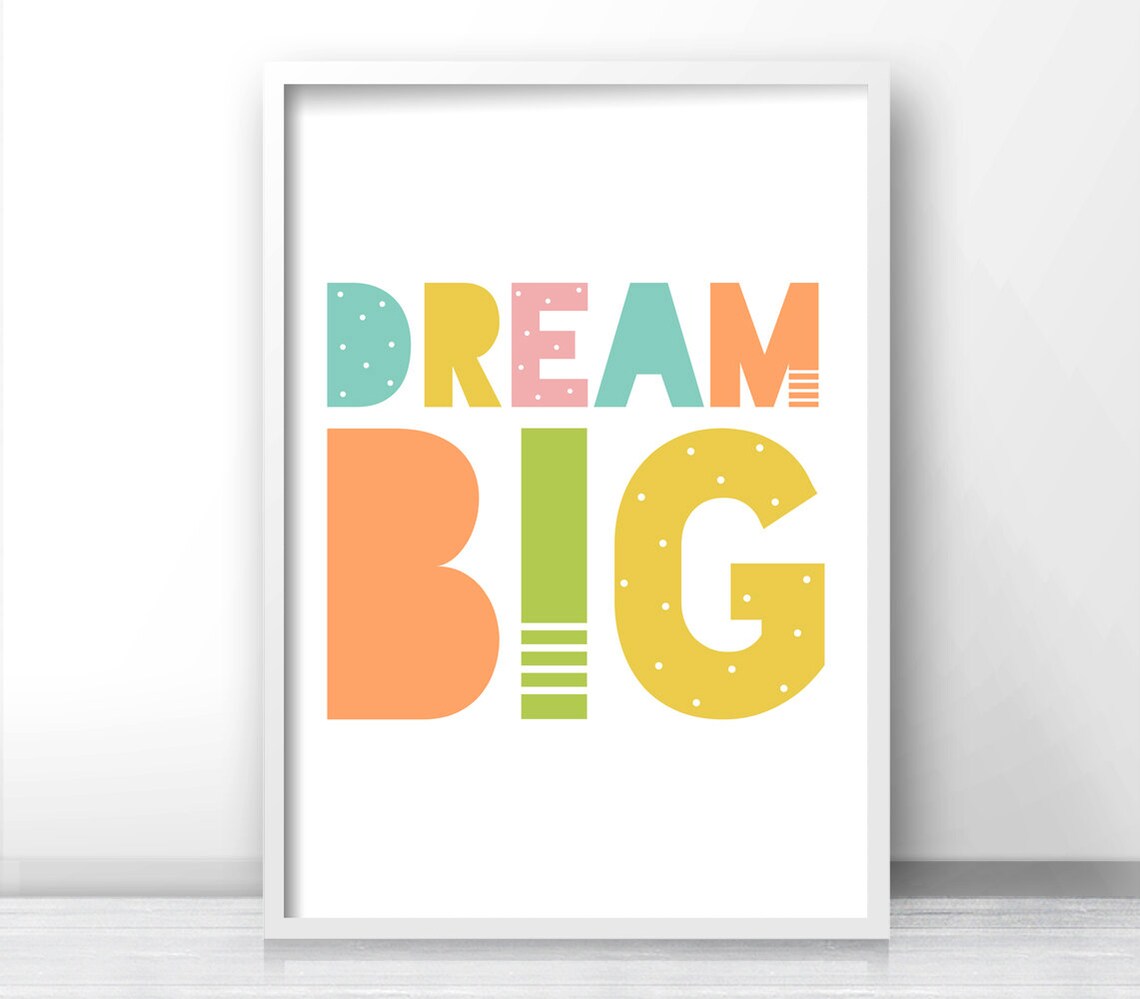 Dream Big Kids Art Print, Nursery Affirmation - Image 3
