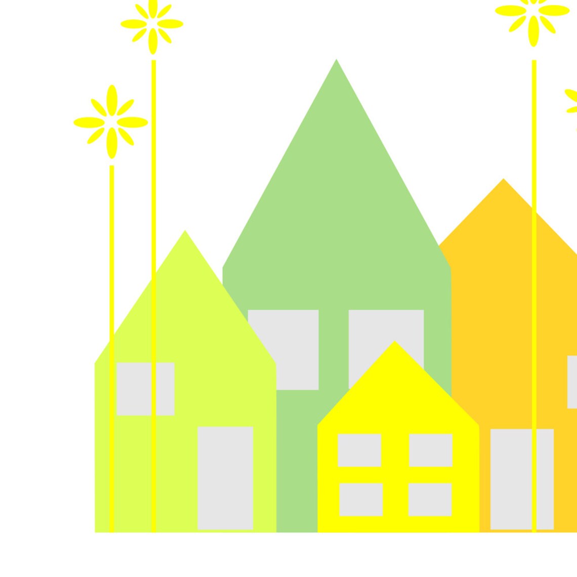 Sunny Day Colorful Houses Baby Nursery Wall Poster Kids Room Decor - Image 4