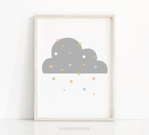 Cloud Nursery Print Nursery Art Wall Art Nursery Decor Kids Wall Art Instant Cloud Decor Boy Print Kids Art Print