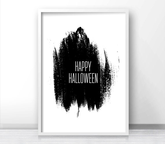Happy Halloween Wall Art Print, Black and White
