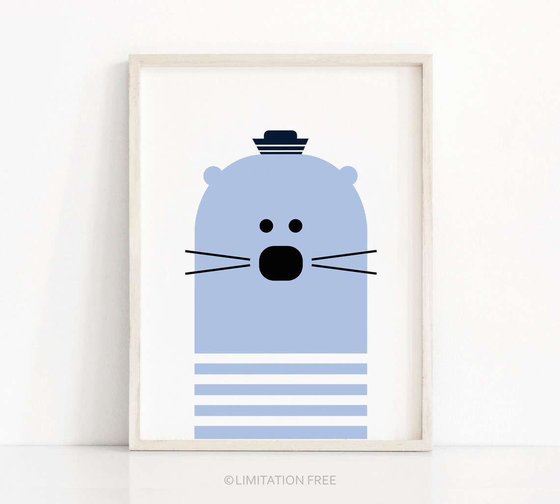 Seal Animal Nursery Art Print, Kids Room Decor