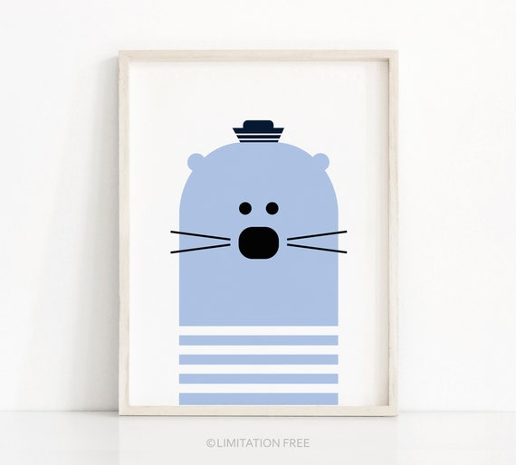 Seal Animal Nursery Art Print, Kids Room Decor