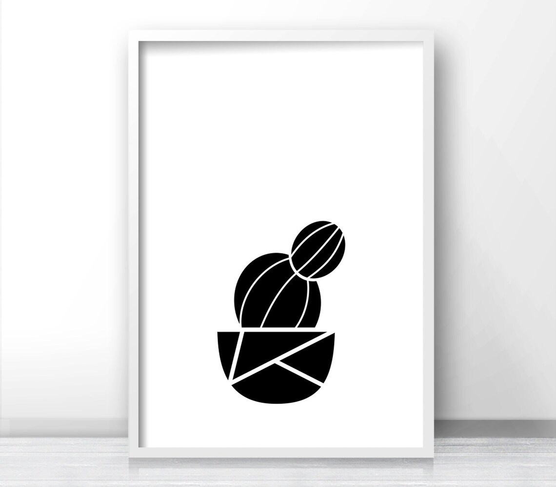 Cactus Minimalist Art Print, Modern Black And White - Image 4