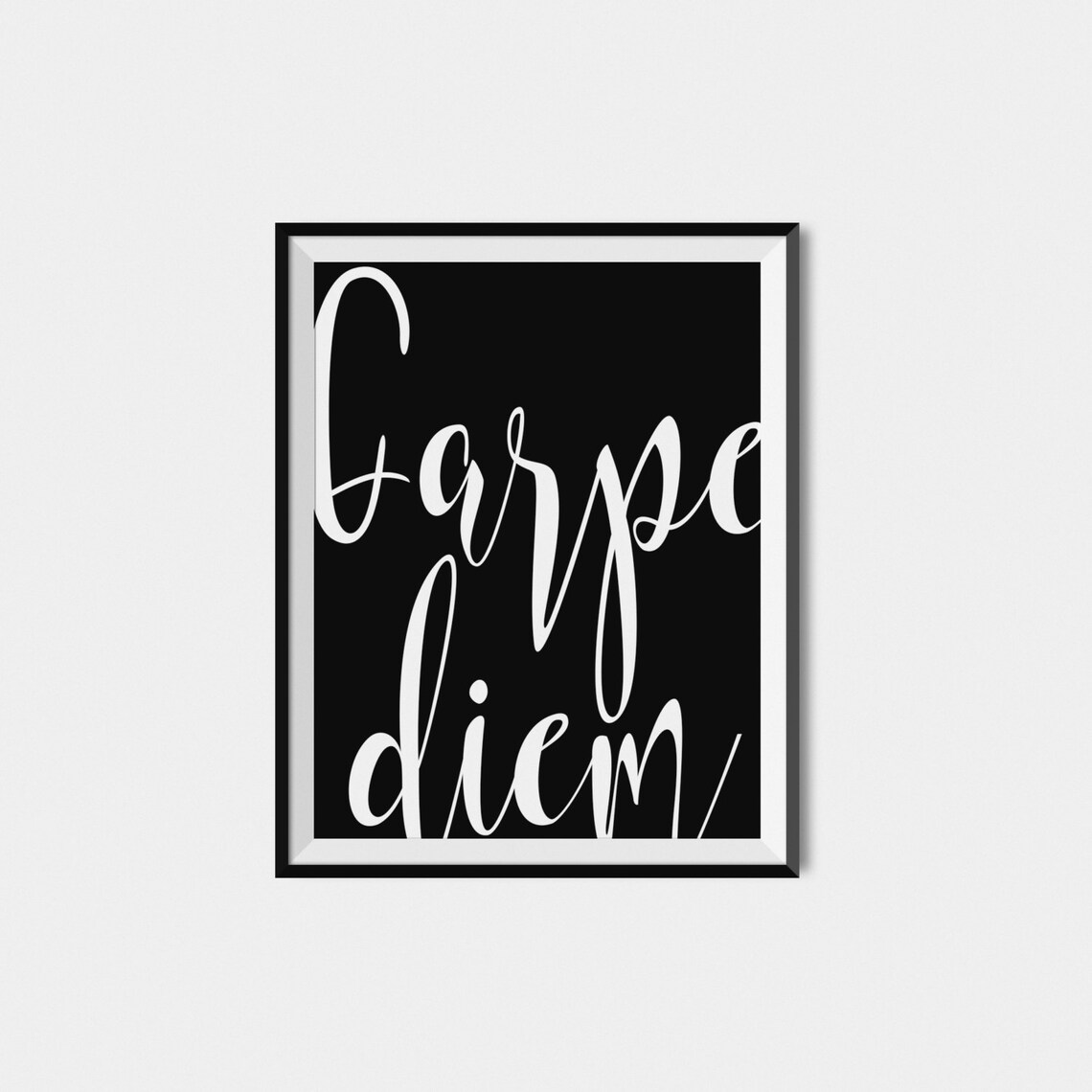 Carpe Diem Quote Typography Art, Black and White - Image 2