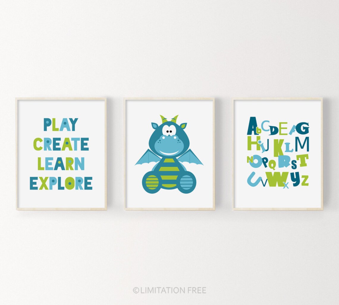 Dragon Alphabet Art Print for Kids Room Decor - Image 4