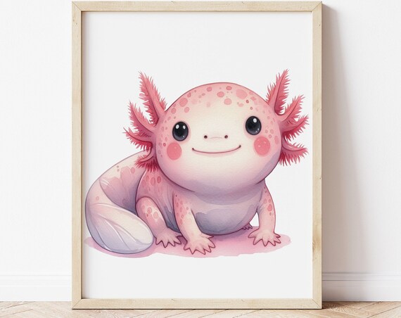 Axolotl Wall Art Axolotl Print Art Wall Art Prints Axolotl Art Decor Cute Axolotl Nursery Print Nursery Decor