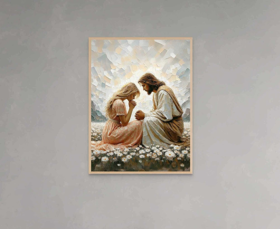 Jesus And Girl Christian Painting Jesus With Woman Jesus Prints Lds Painting Bible Art Jesus And Woman Jesus Painting Religious Art