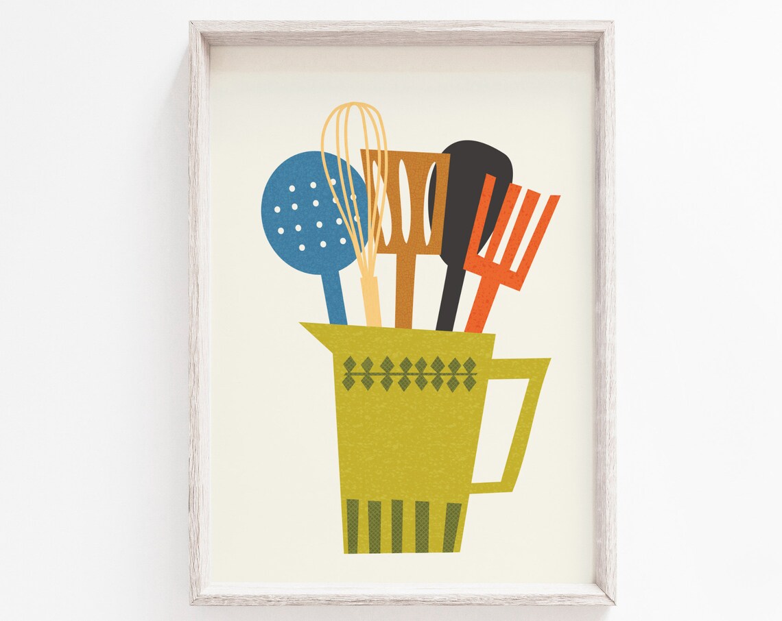 Kitchen Print, Mid-Century Modern Wall Art