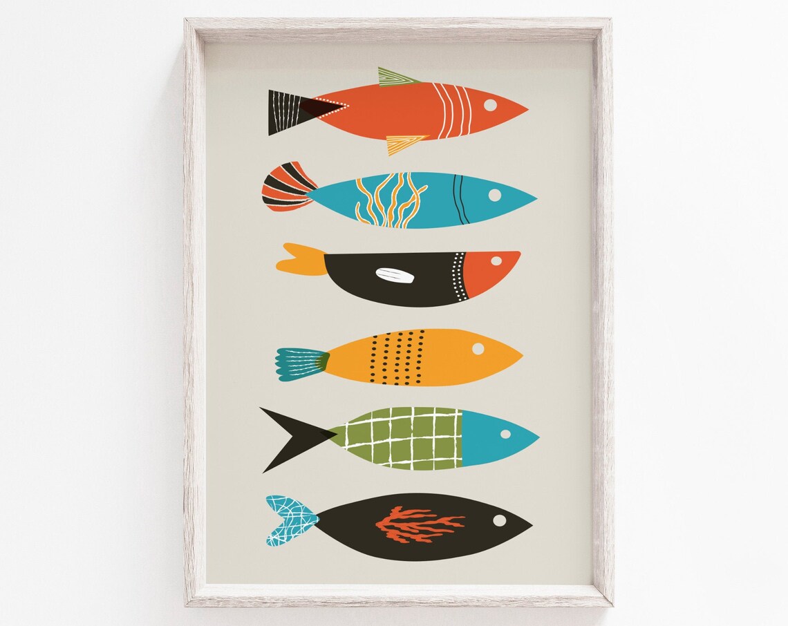 Fish Print, Mid-Century Modern Art Print