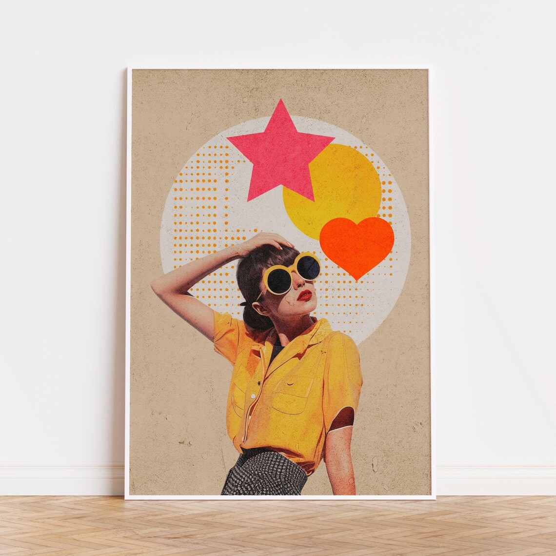 Vintage Style Retro Girl Abstract Art Print - Image 2
