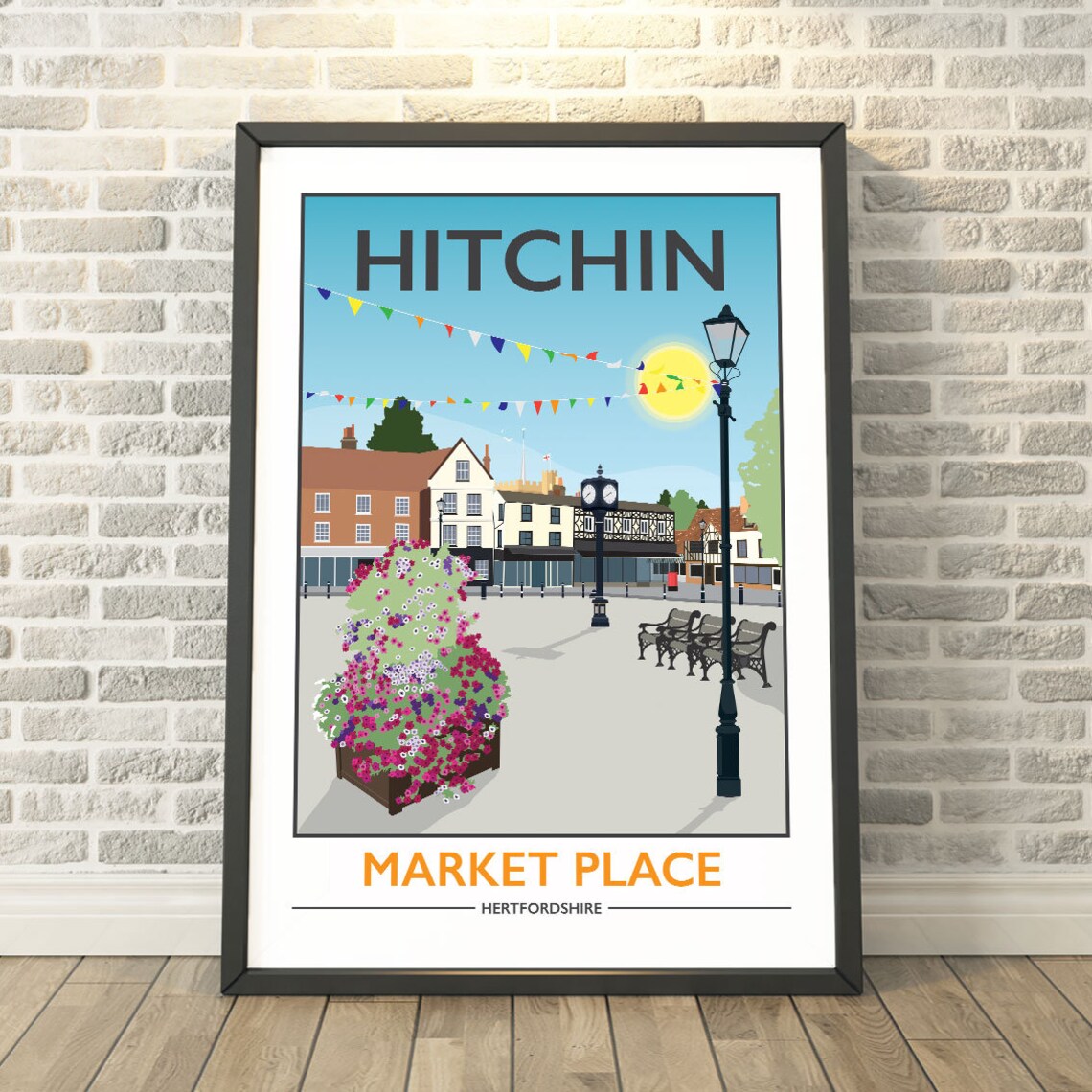 Hitchin Market Place, Hertfordshire Travel Poster