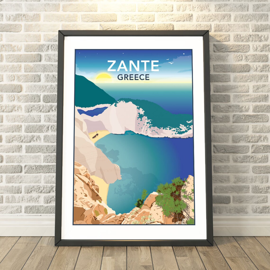 Zante Zakynthos Greece Travel Poster, Memory Print