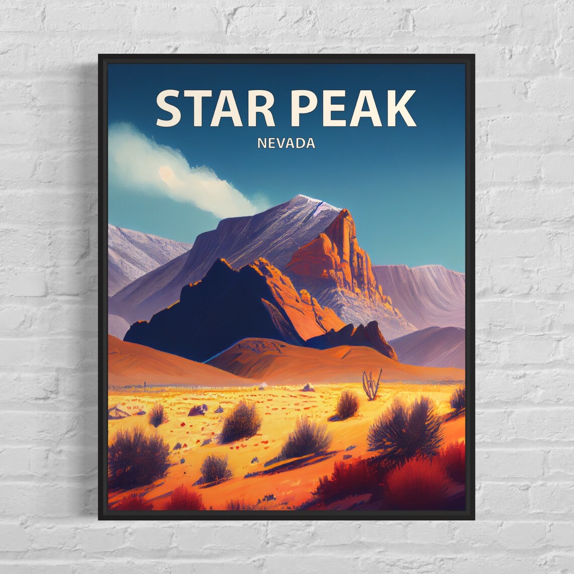 Star Peak Nevada Desert Summit Golden Canyon Landscape Poster