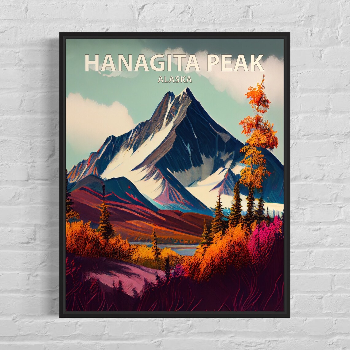 Hanagita Peak Alaska Twin Glaciers Over Red Autumn Tundra Poster