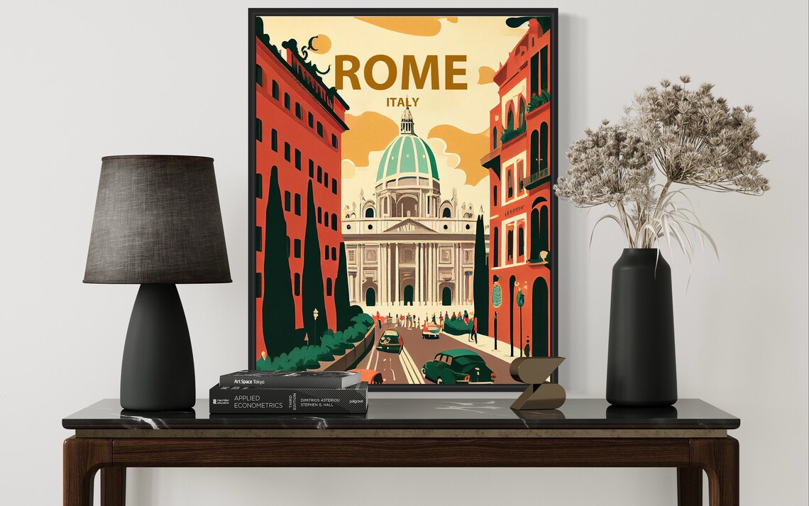 Rome Italy St Peters Basilica Vintage Street Scene Travel Poster - Image 3
