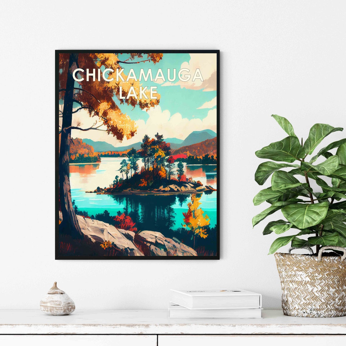 Chickamauga Lake Autumn Island Glassy Water Tennessee Fall Poster - Image 3