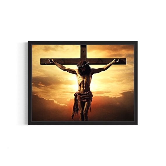 Jesus Christ On The Cross At Sunset Inspirational Religious Art Poster