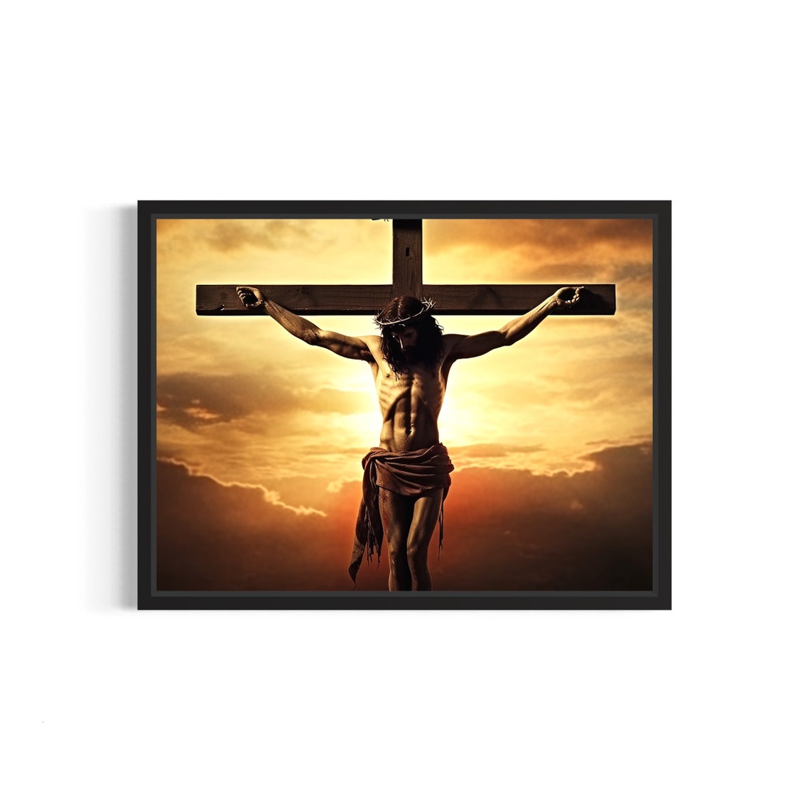 Jesus Christ On The Cross At Sunset Inspirational Religious Art Poster