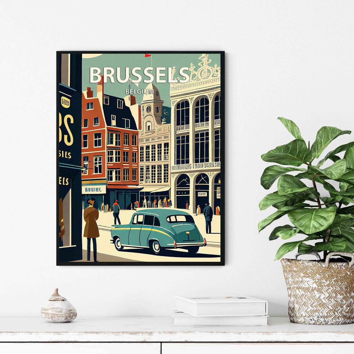 Brussels Belgium Vintage Charming Street Scene City Center Poster - Image 3