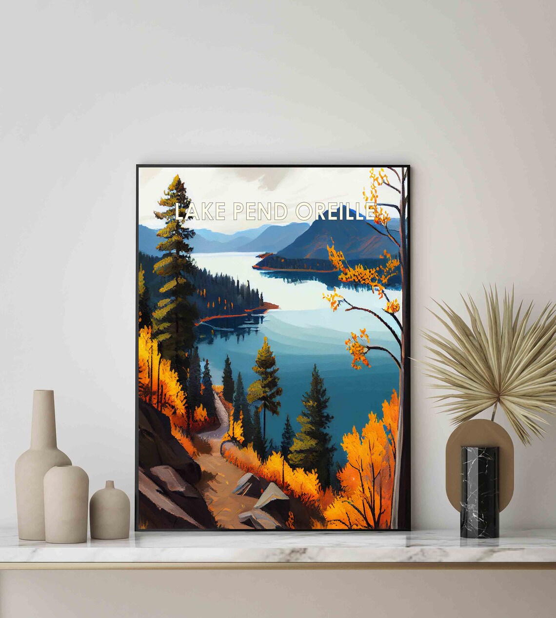 Lake Pend Oreille Idaho Autumn Overlook Mountain Lake Poster - Image 2