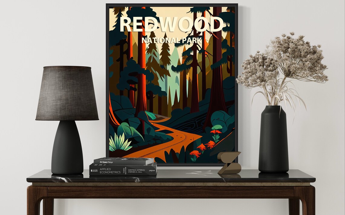 Redwood National Park Retro Art Print Redwood National Park Illustration Redwood National Park Vintage Minimal Design Poster - Image 3