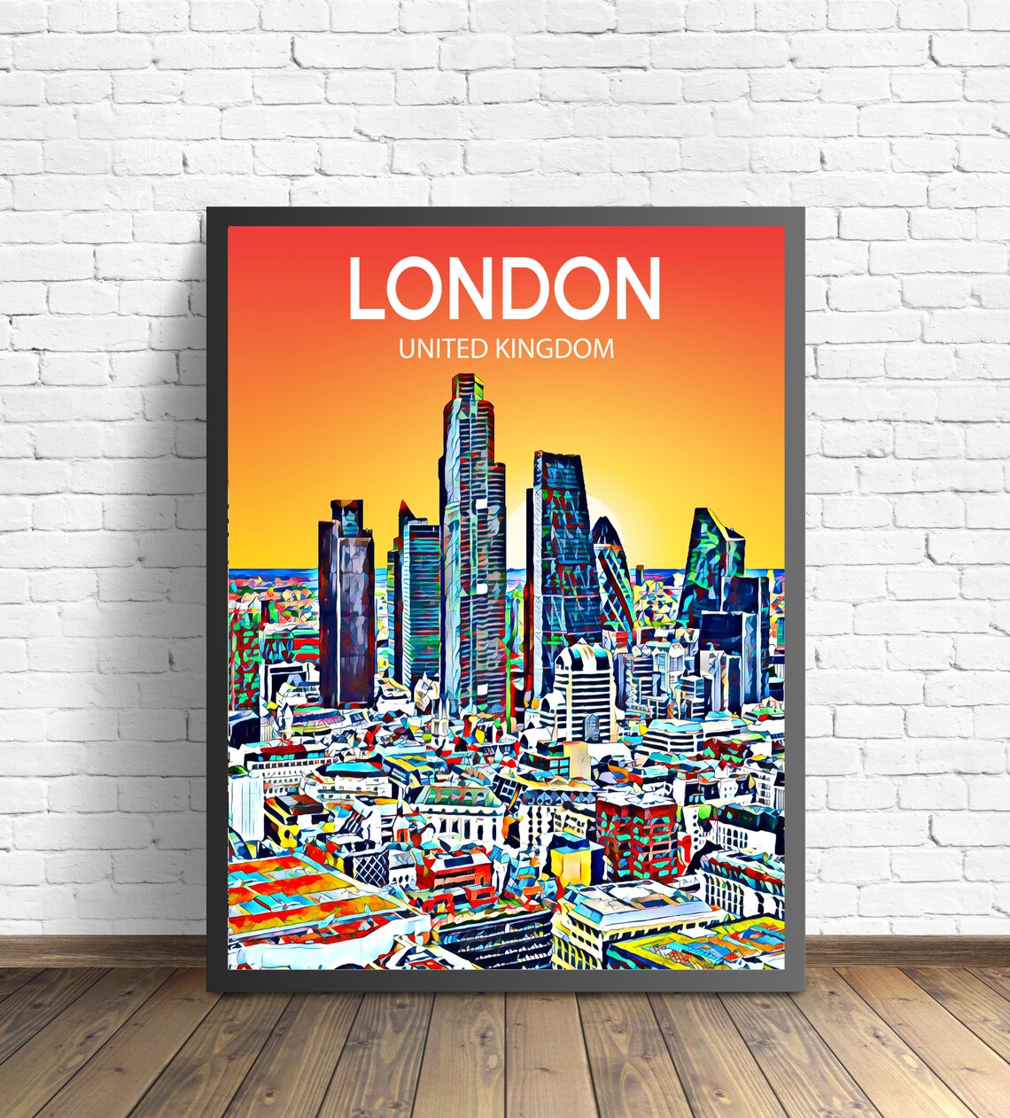 London United Kingdom Colorful Sunset Skyline Modern City Poster