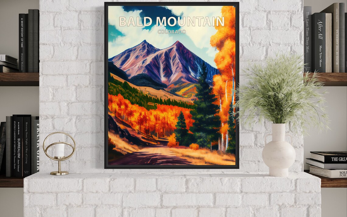 Bald Mountain Colorado Twin Peaks Fiery Autumn Forest Poster - Image 2