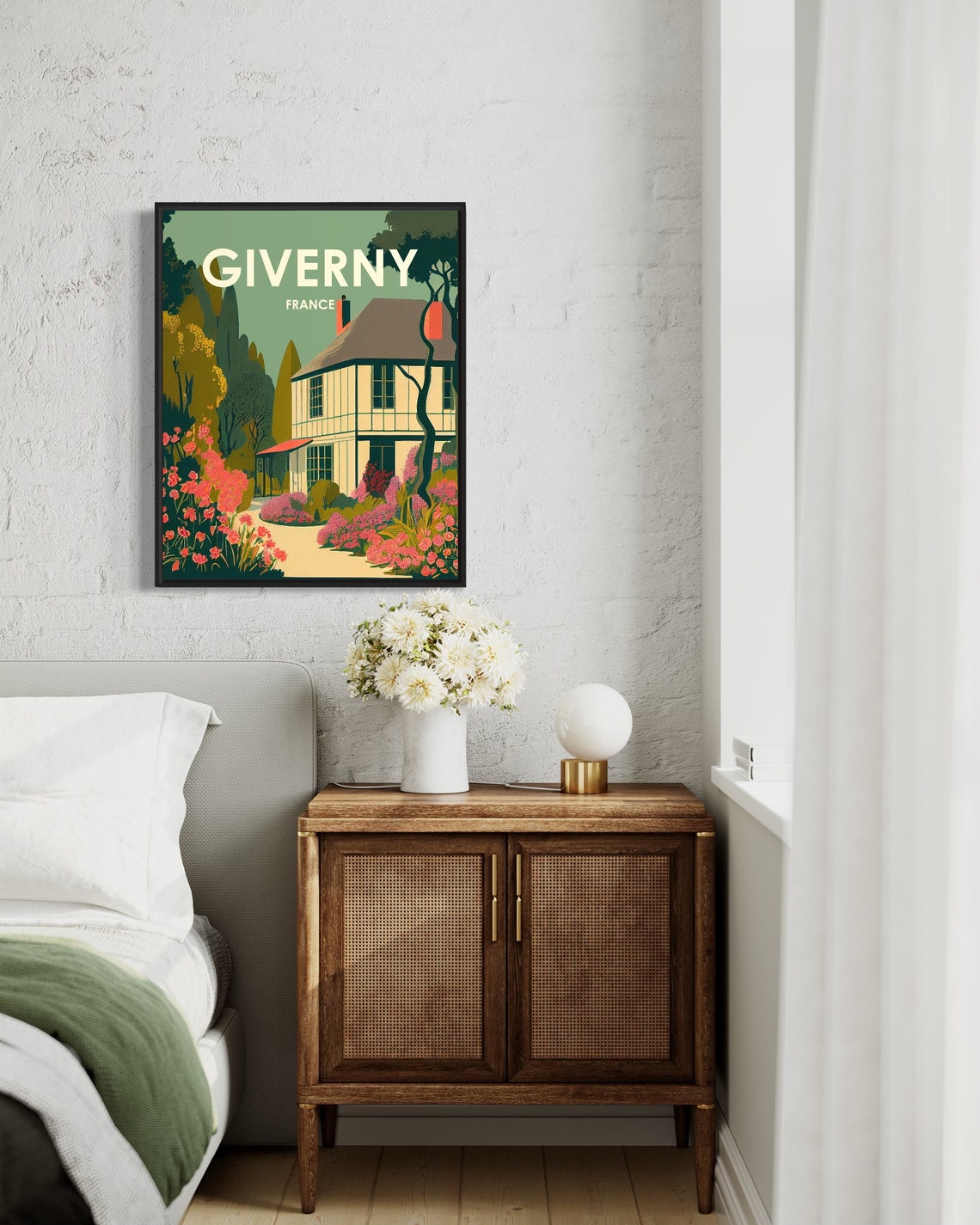Giverny France Retro Art Print Giverny France Wall Art Illustration Giverny France Vintage Minimal Design Poster - Image 3