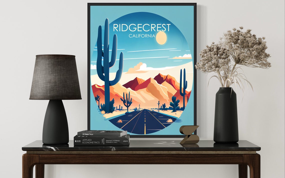 Ridgecrest California Desert Road Cactus Sunset Highway Poster - Image 3