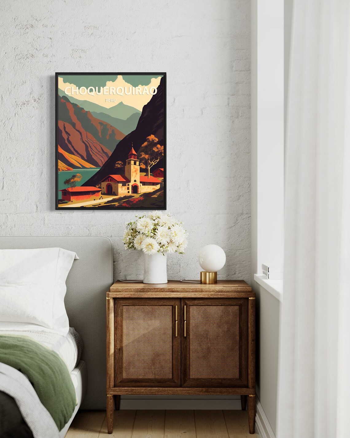 Choquequirao Peru Andes Mountains Village Church Retro Travel Poster - Image 3