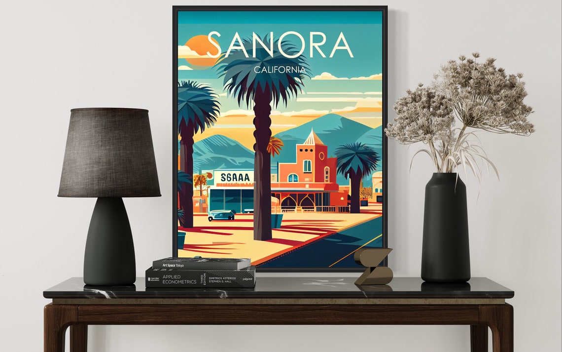 Sonora California Main Street Palms Mountains Vista Poster Artwork - Image 3